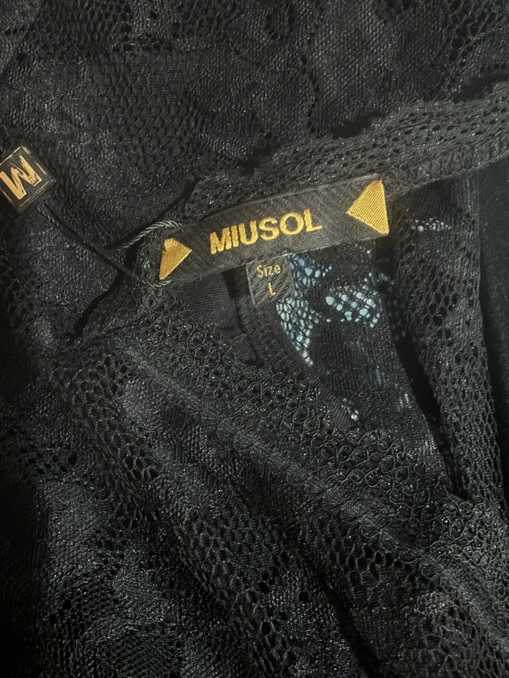 NWT MIUSOL Black Lace Pleated Fit & Flare Dress L
